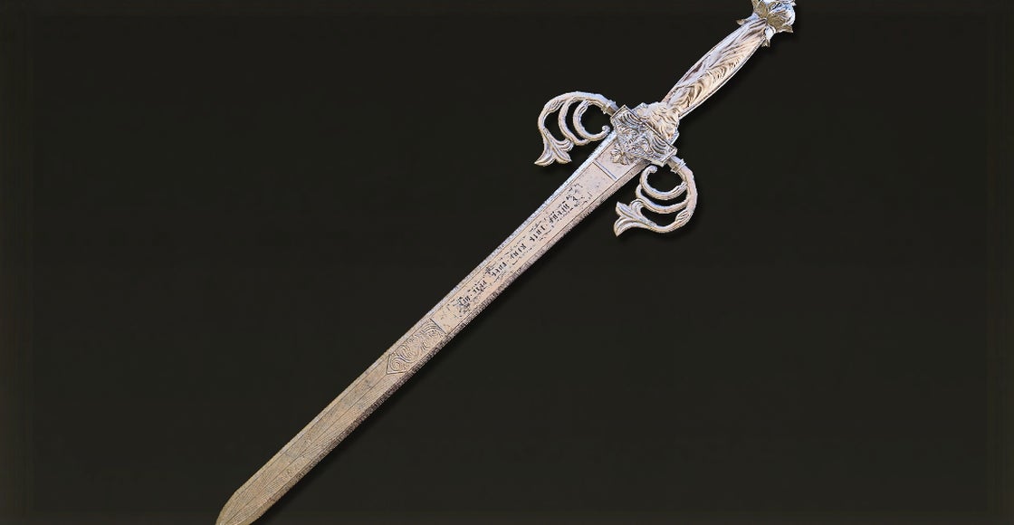 Elden Ring Ornamentales Schwert, Goldenes Epitaphium, Schwert von St. Trina Eurogamer.de
